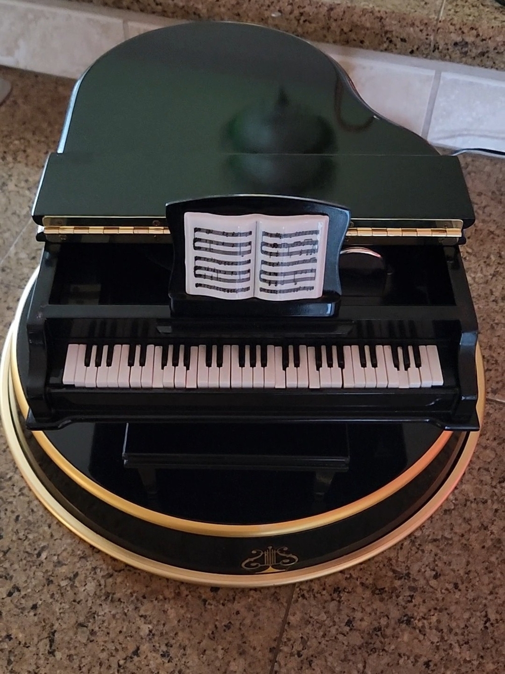 Mr. Christmas Black Mini Grand Piano Music Box - Portable Decorative Audio.